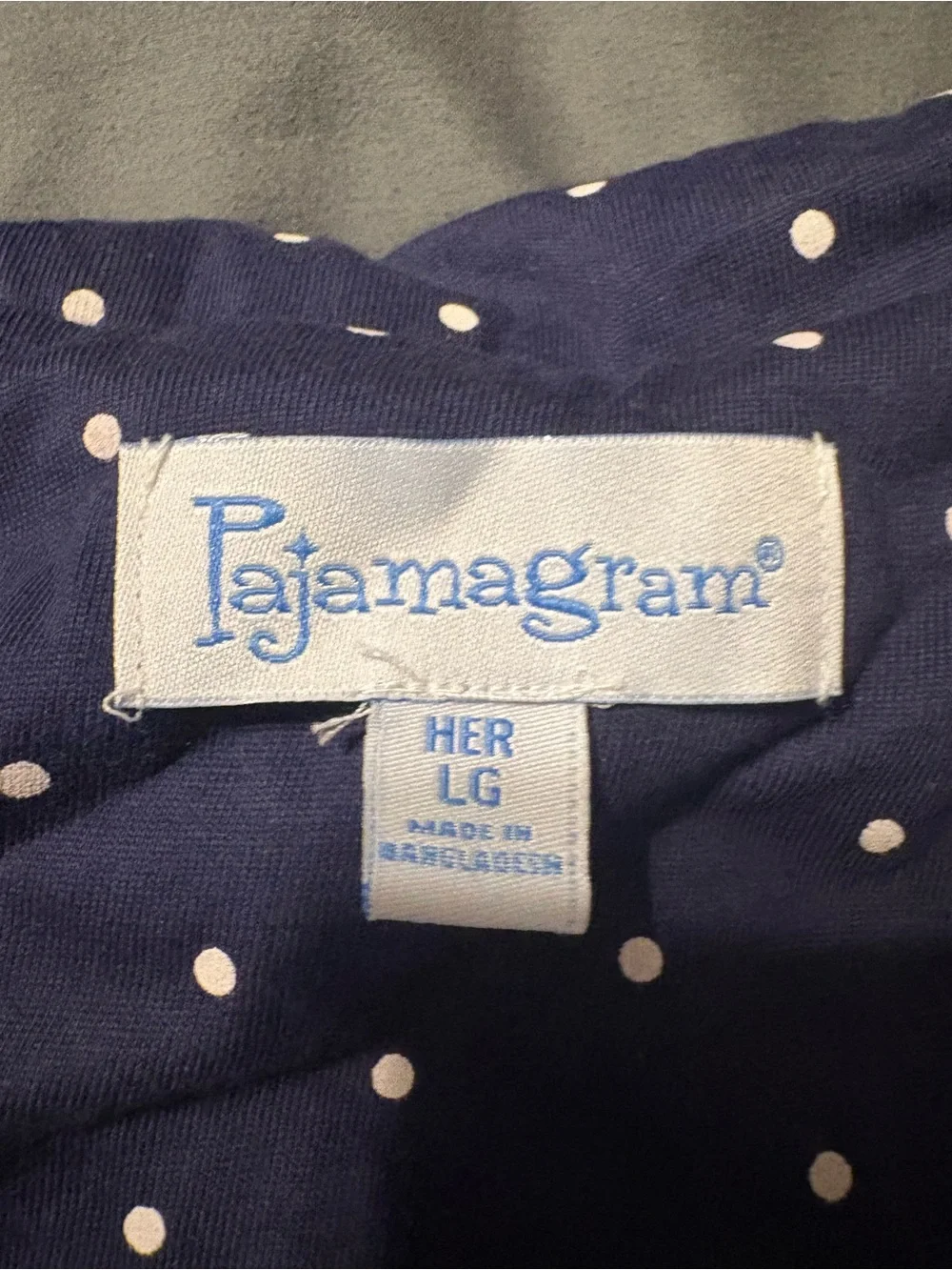 Women's Navy Polka Dot Pajama Set with White Piping